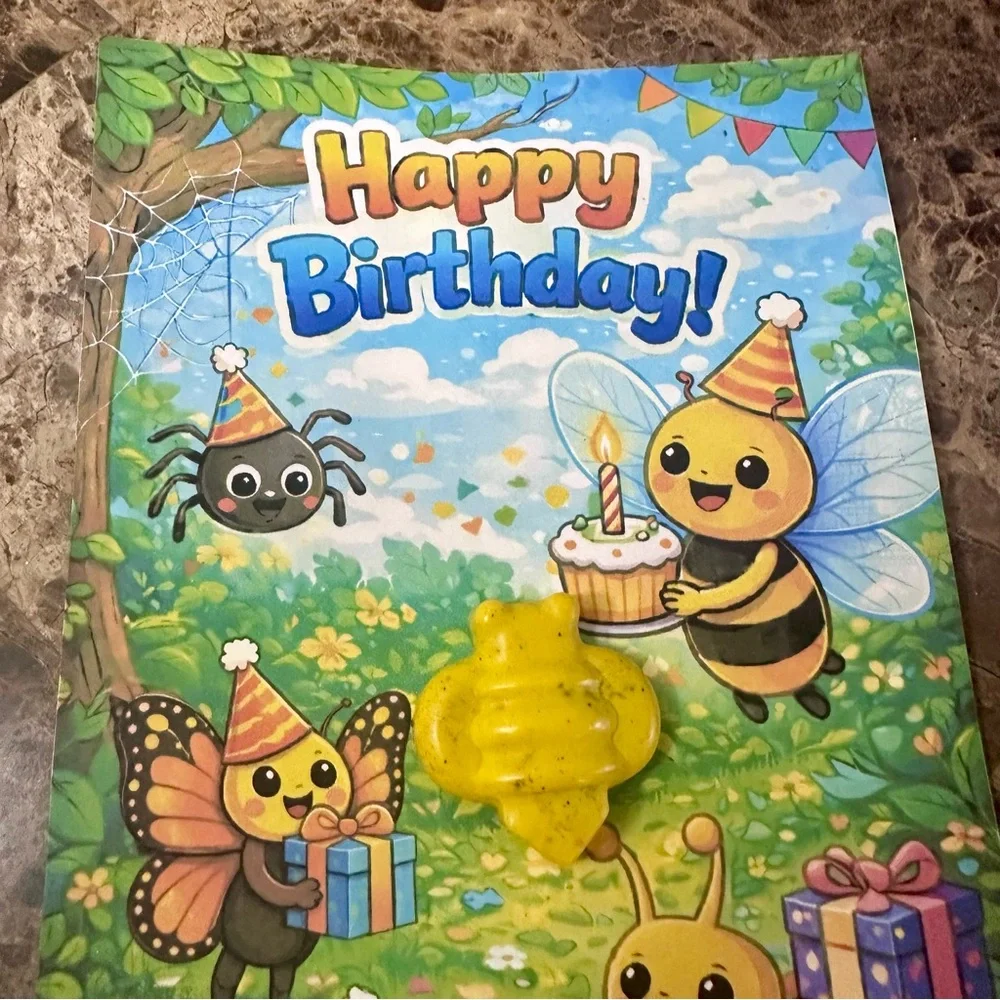 Handmade Bug Themed Crayon Birthday Card NEW